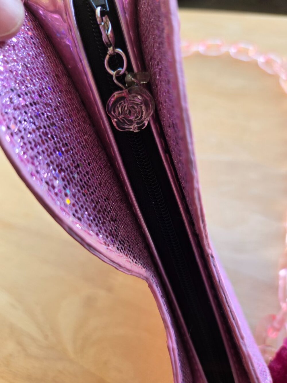 Pink Glitter Shoulder Bag Velvet Millinery Keychain Y2k-Style Coquette-inspo - Picture 8 of 16